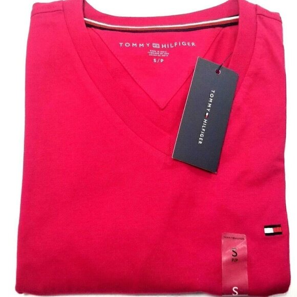 Tommy Hilfiger Men's T-shirt V-neck Core Flag Short‎ Sleeve Essential Solid - Picture 4 of 4